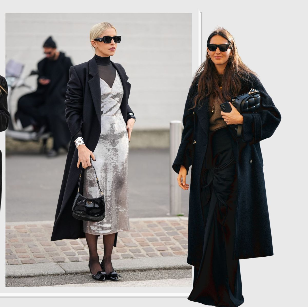 cómo combinar el abrigo negro largo de lana de mujer este invierno 2024