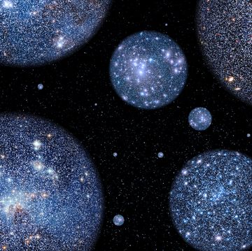 abstracte blauwe bubbels die de theorie van een multiversum illustreren