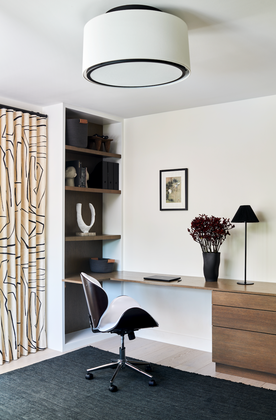 accessible home trends, wide table in the office with a rolling chair