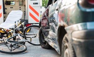 accident car crash with bicycle on road