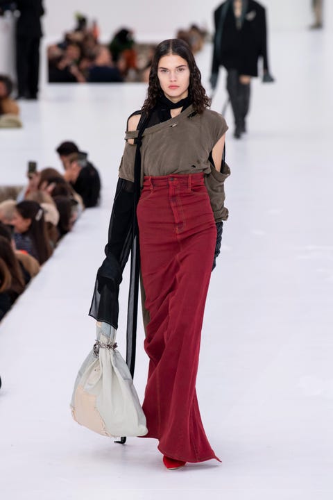 acne studios fw22 red maxi skirt