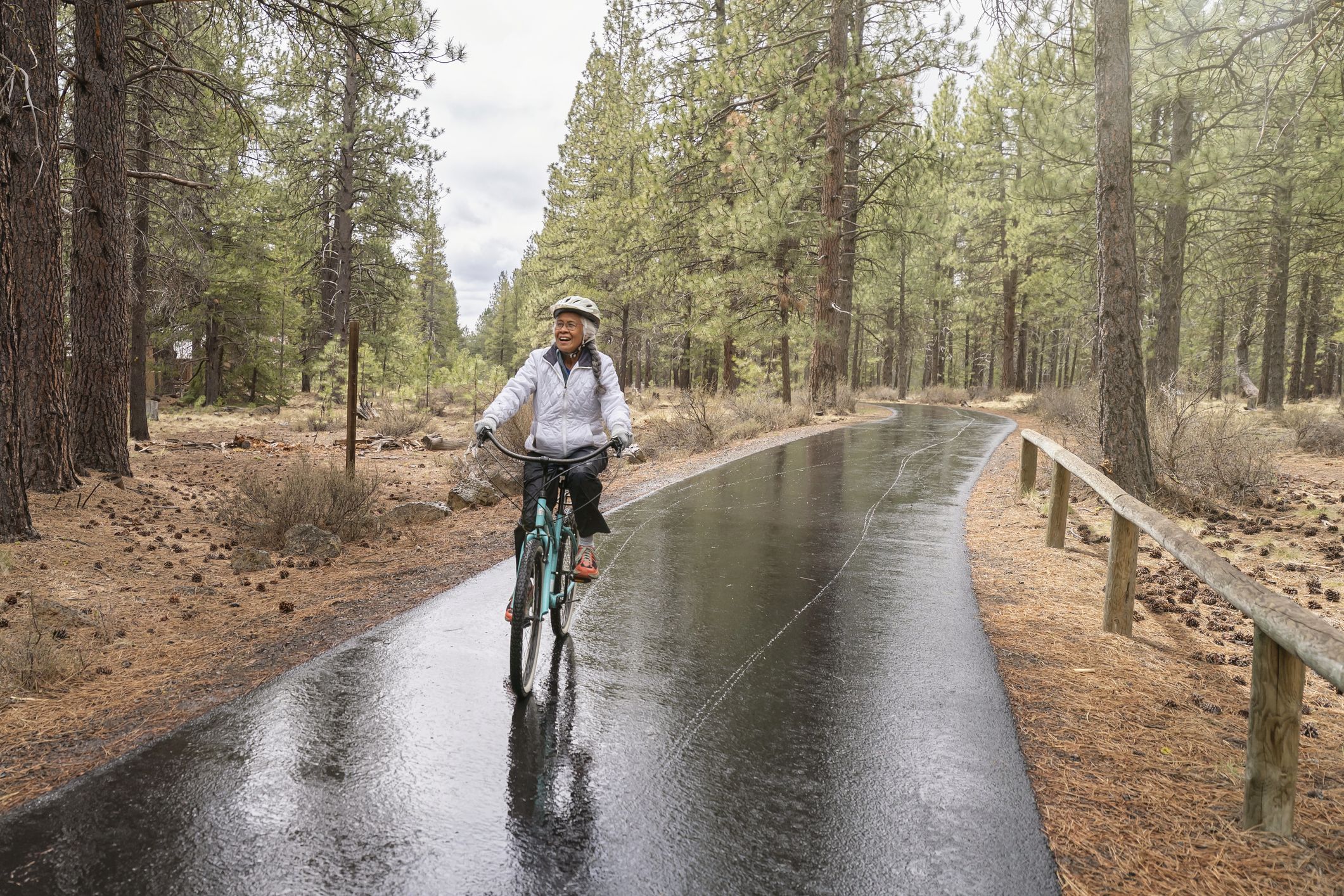 riding bike in rain