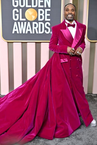 Billy Porter Wore Tuxedo Dress to 2023 Golden Globes Red Carpet