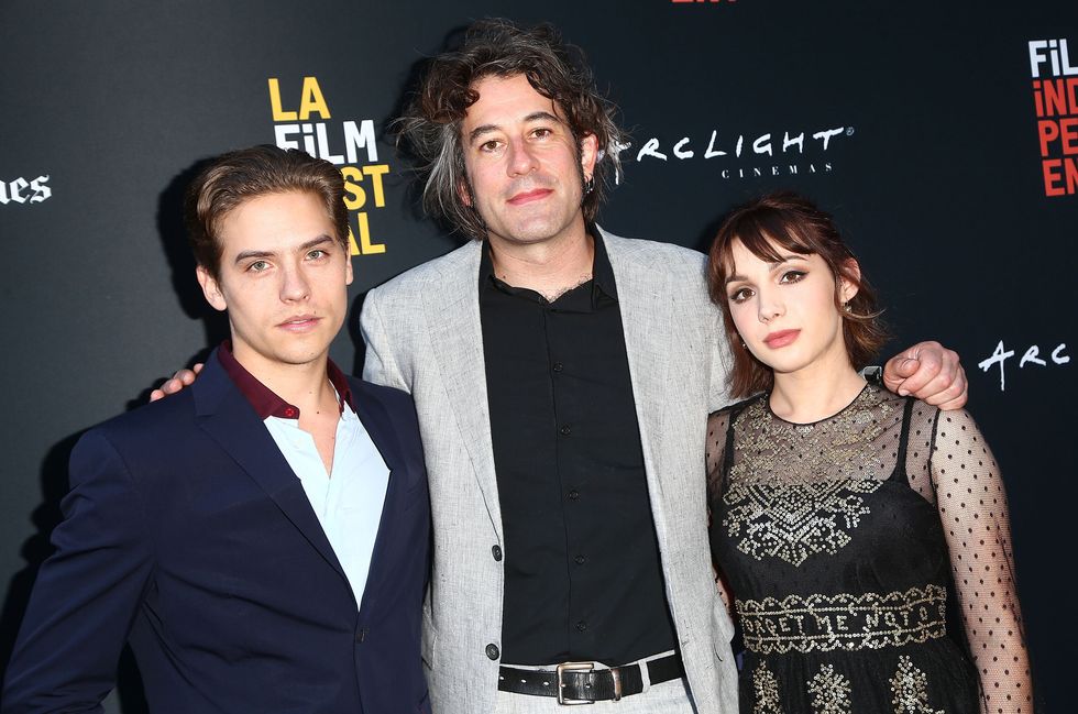actor dylan sprouse, director benjamin kasulke and actorwriterexecutive producer hannah marks attend the premiere of "banana ﻿split"