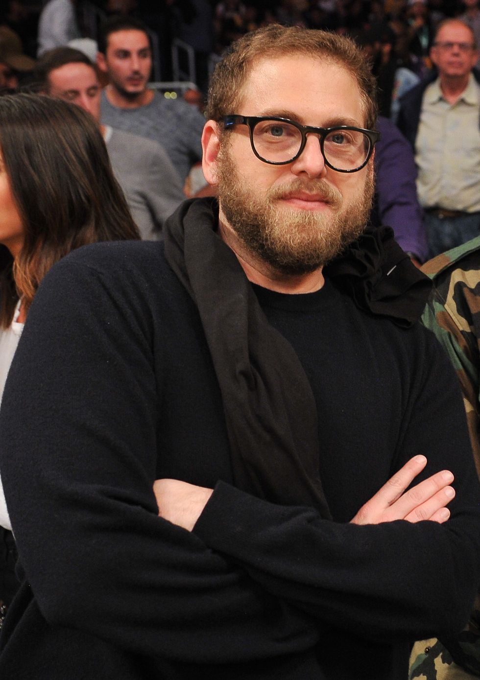Jonah Hill attends a basketball game between the Los Angeles Lakers and the Houston Rockets at Staples Center on October 20, 2018 in Los Angeles