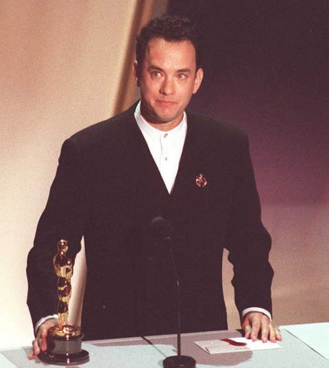 us actor tom hanks holds his oscar 27 march as he