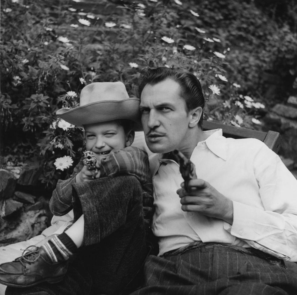 vintage celebrities at home   vincent price and son