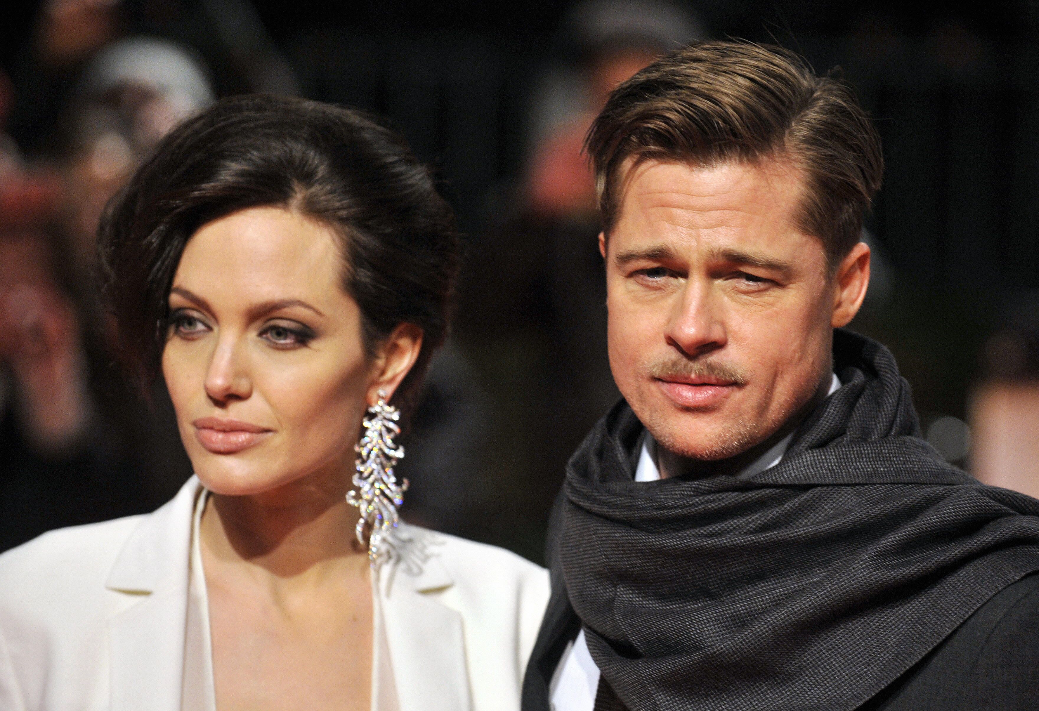 actors brad pitt and angelina jolie pose on the red carpet news photo