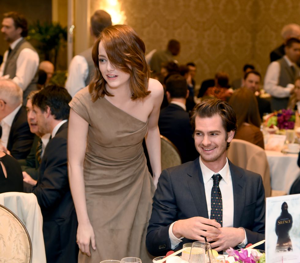 emma stone and andrew garfield in january 2017﻿