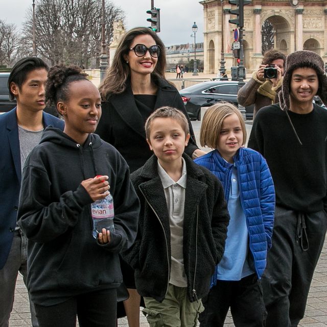 Angelina Jolie with her kids in Paris
