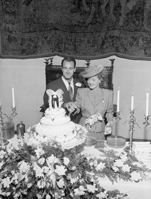 Bette Davis With Husband & Wedding Cake