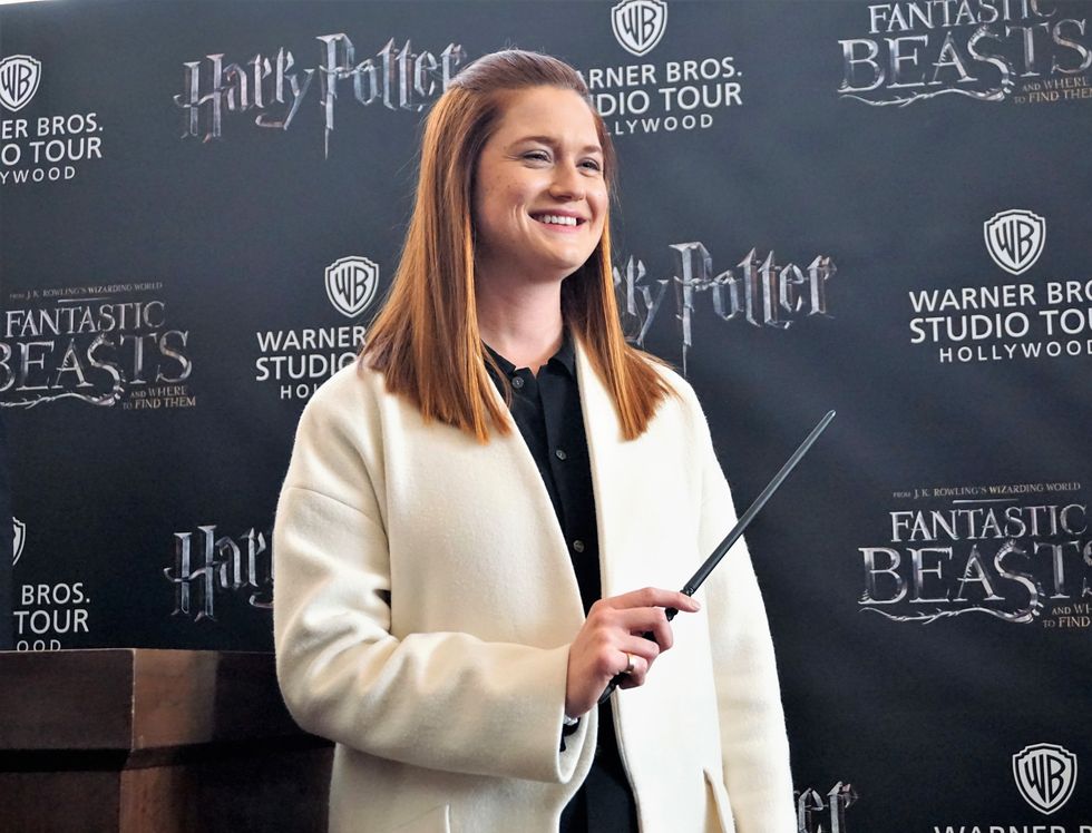 bonnie wright at the wizarding world harry potter and fantastic monsters exhibition