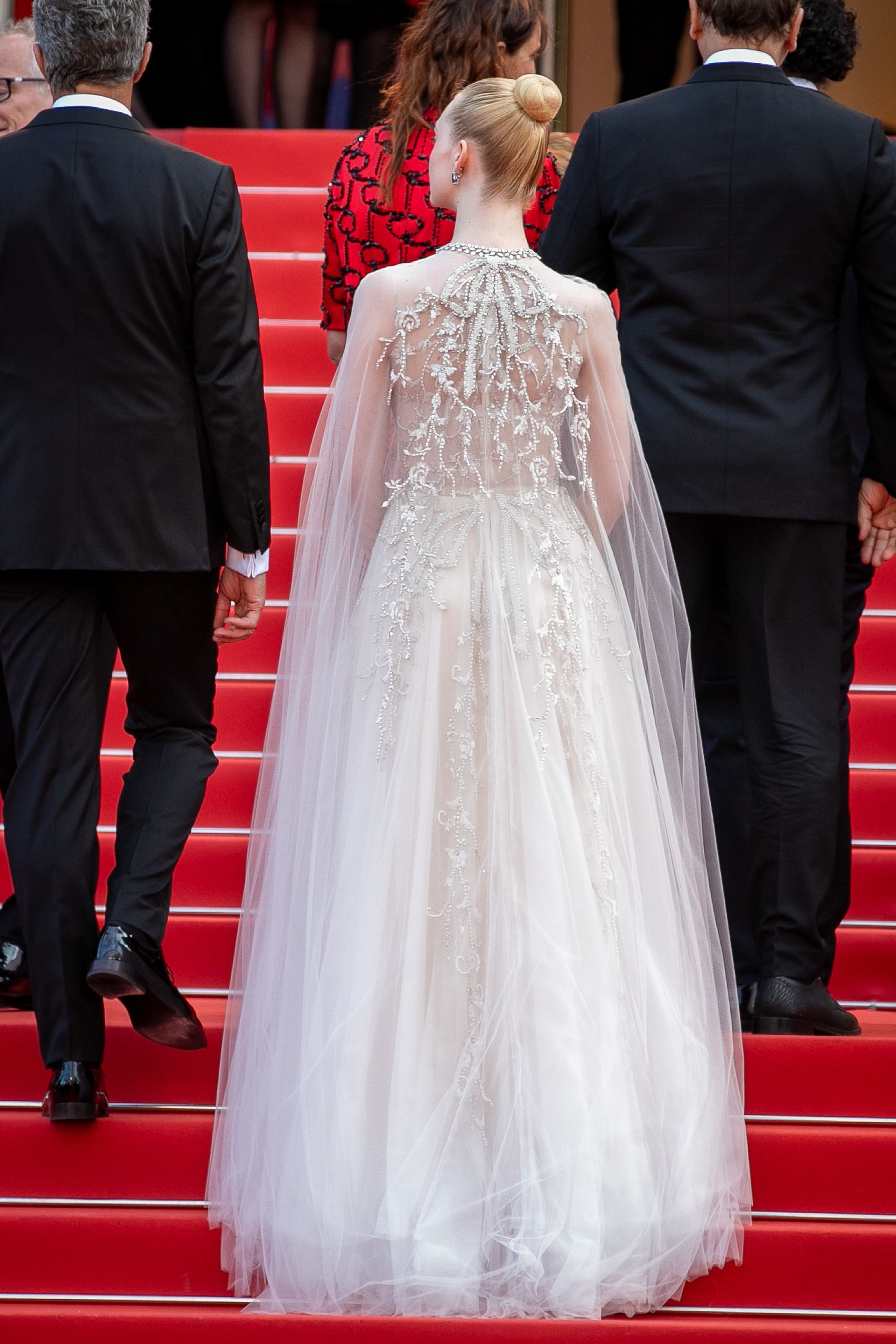 Elle Fanning Wears Reem Acra Wedding Gown at the Cannes Closing