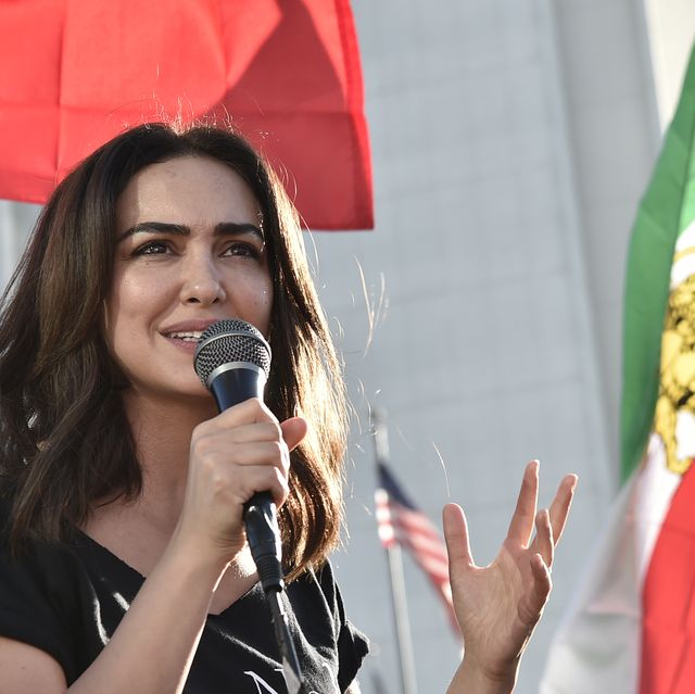 nazanin boniadi protest held in california against iran over death of mahsa amini