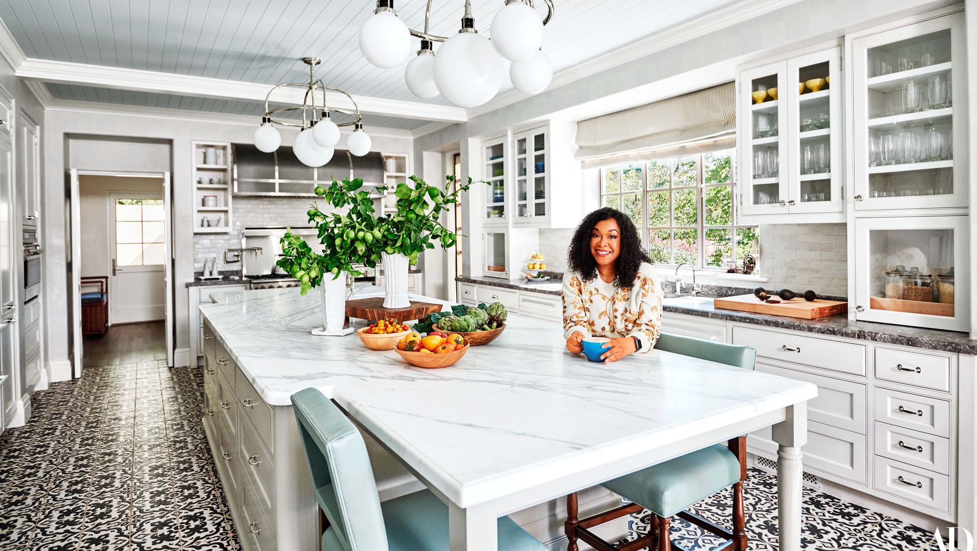 Shonda Rhimes in her kitchen Architectural Digest