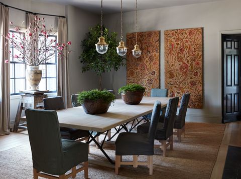 Dining room, Room, Furniture, Interior design, Property, Kitchen & dining room table, Table, Living room, Building, Wall, 