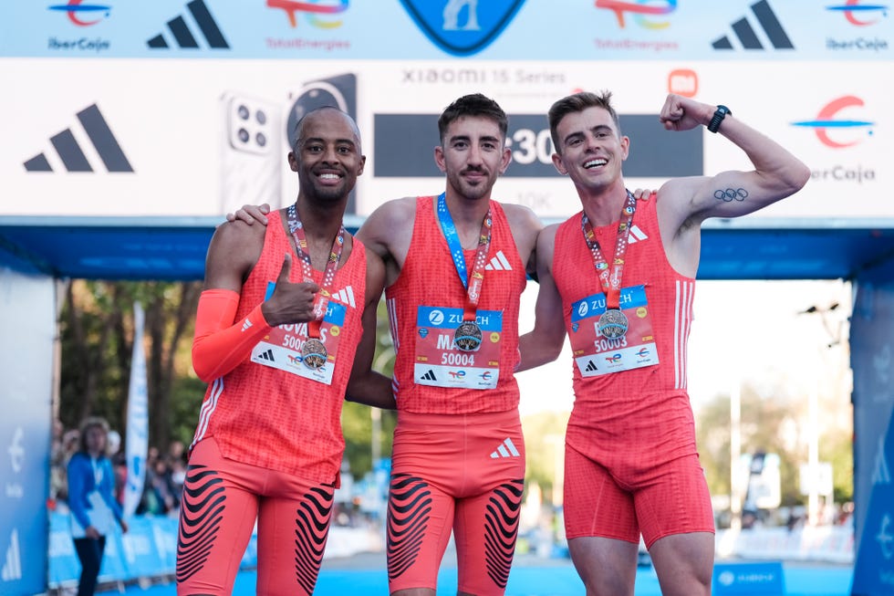 tariku novales, adam maijo y adrian ben en 10k de maraton de madrid