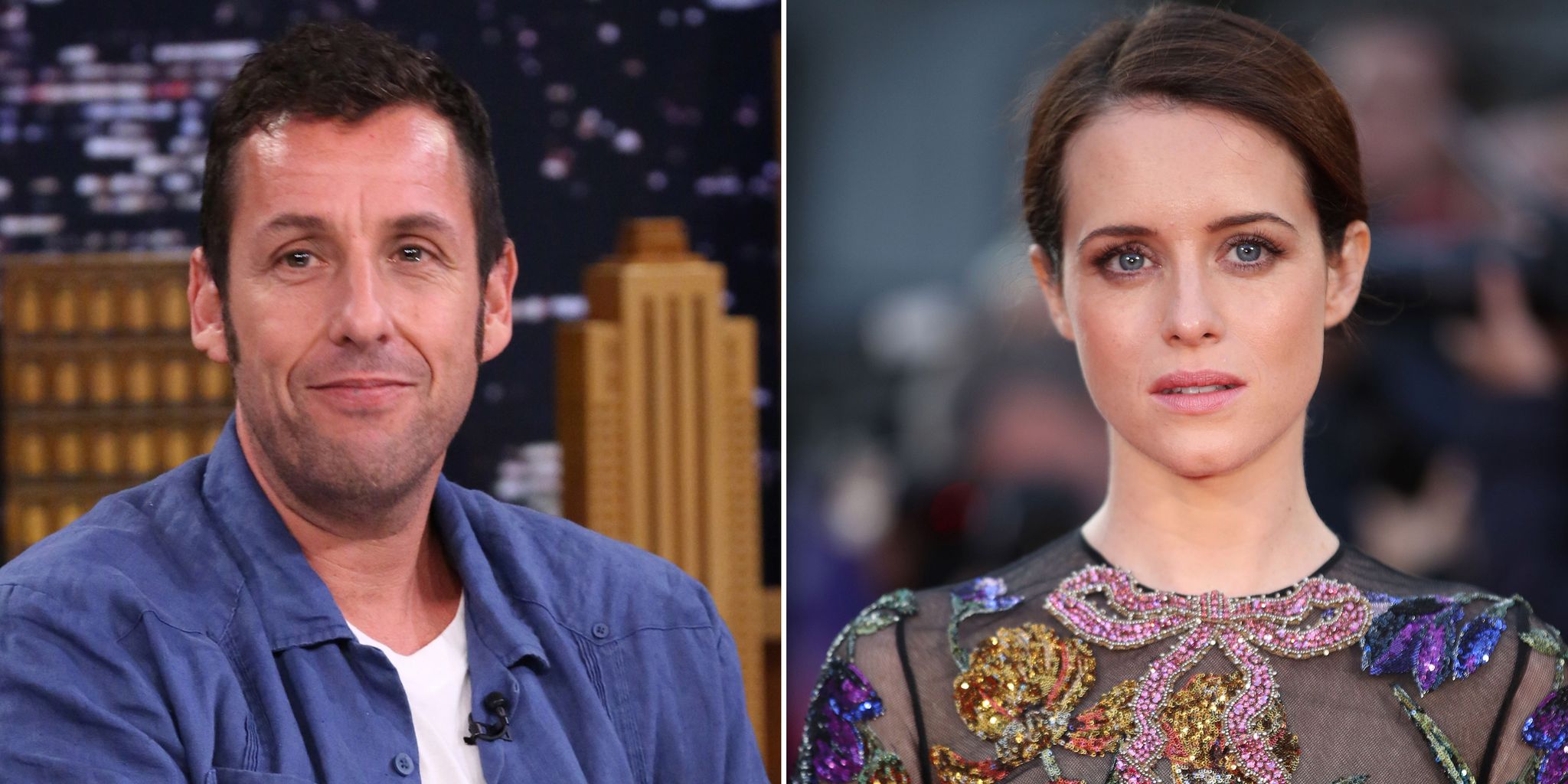 Adam Sandler and Claire Foy
