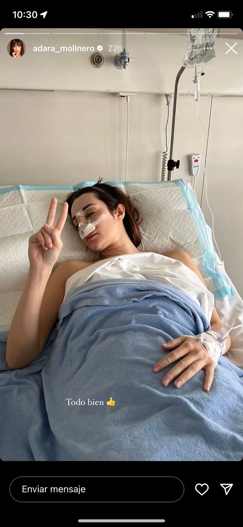 adara molinero en el hospital