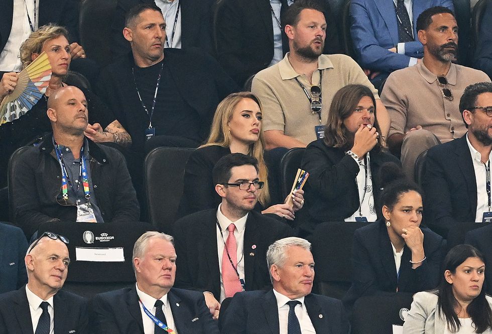 Dortmund, Germany, July 10. Singer Adele looks on as she watches the UEFA Euro 2024 semi-final match between the Netherlands and England at the Dortmund Football Stadium on July 10, 2024 in Dortmund, Germany. Photo by Michael Regan, UEFA, UEFA via Getty Images