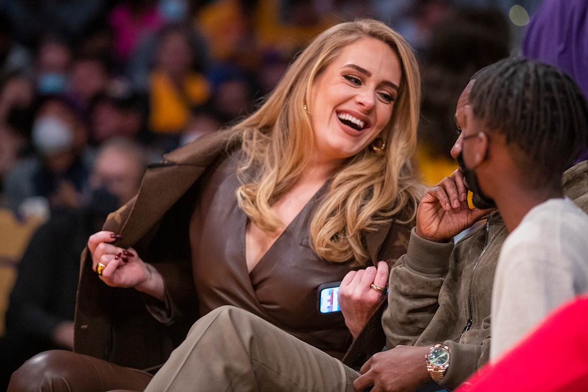 Adele Nailed Courtside Fashion In A Leather Outfit & Louis Vuitton