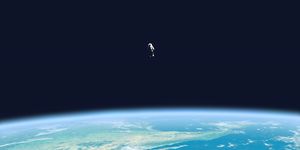 lonely astronaut floating on earth orbit, abandonment, mission failure, accident 3d illustration space and universe exploration