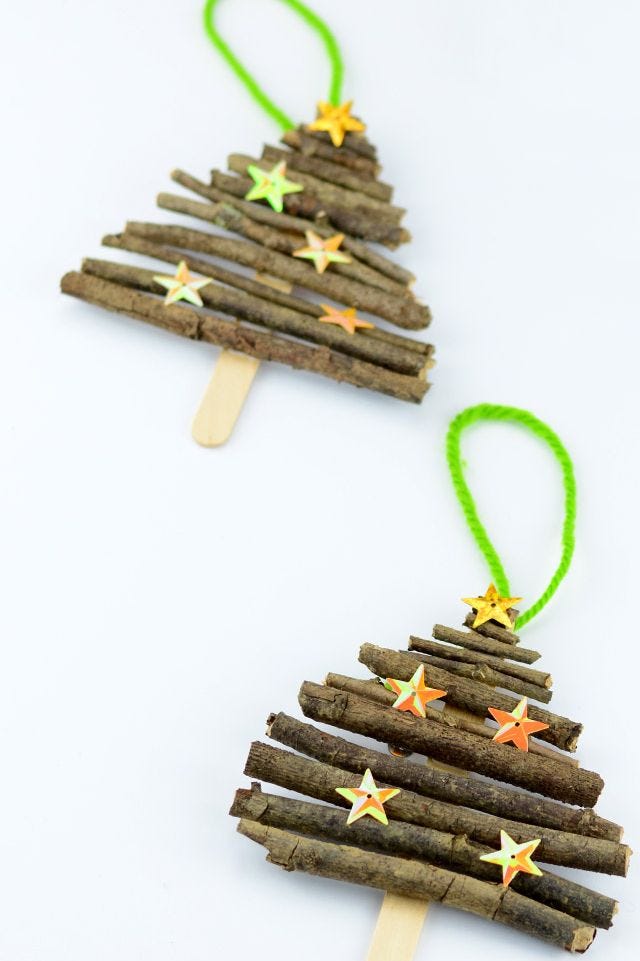 adorno diy pinos ramitas