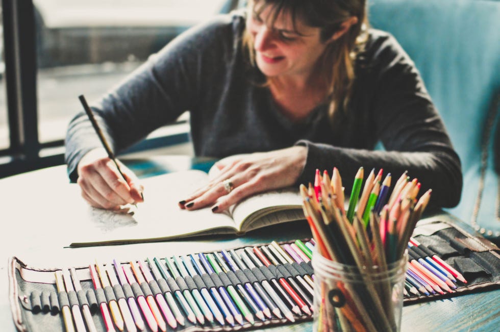 Mindfulness Coloring Book and Colored Pencil Set. Relax The Analog