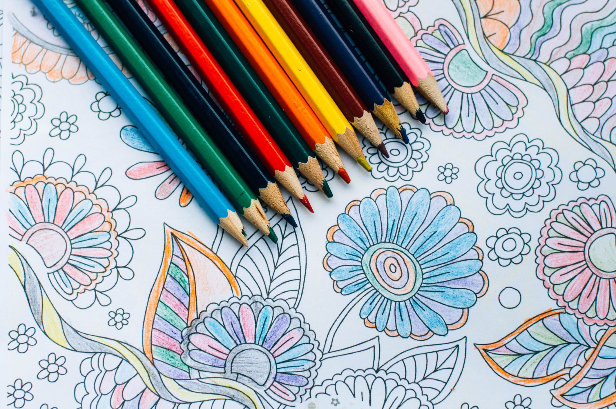 Colouring pencils and deals books