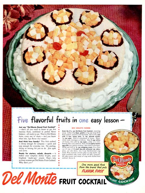 advert for del monte canned fruits , published in american magazine