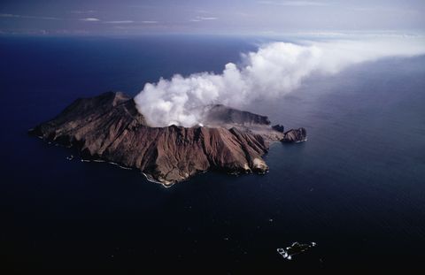aerial of white island volcano, near bay of plenty