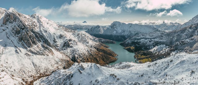 aerial panoramic mountain landscape