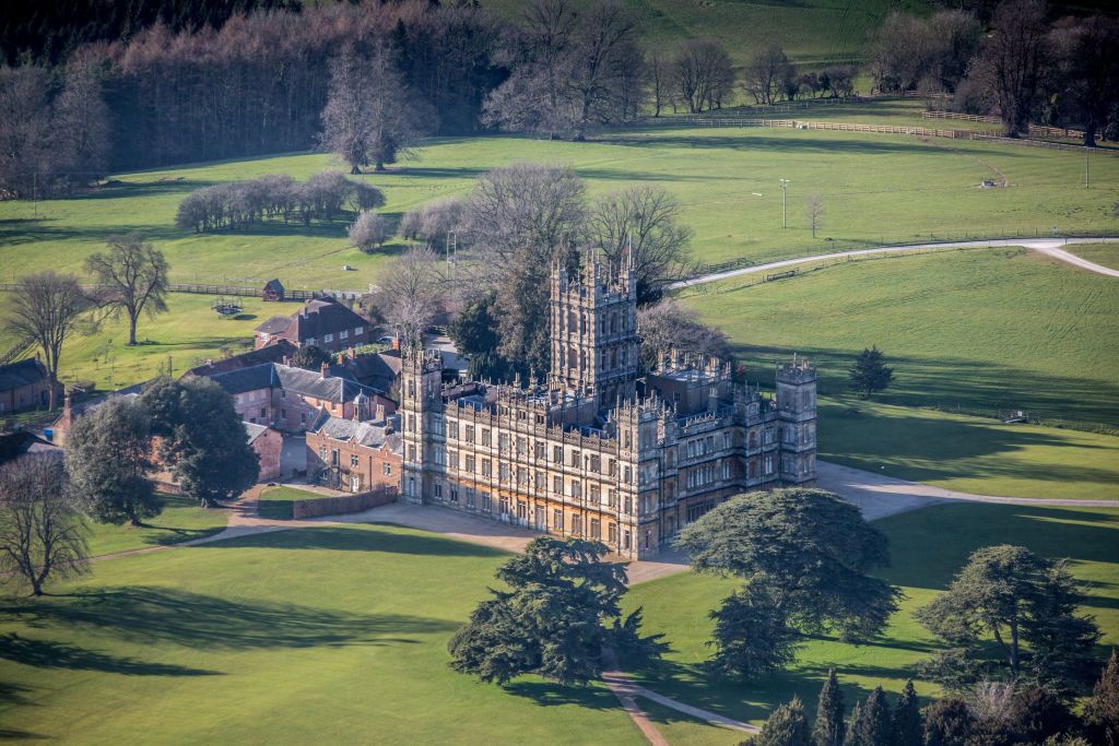 aerial photograph of the earl of carnarvon's highclere castle, hampshire
