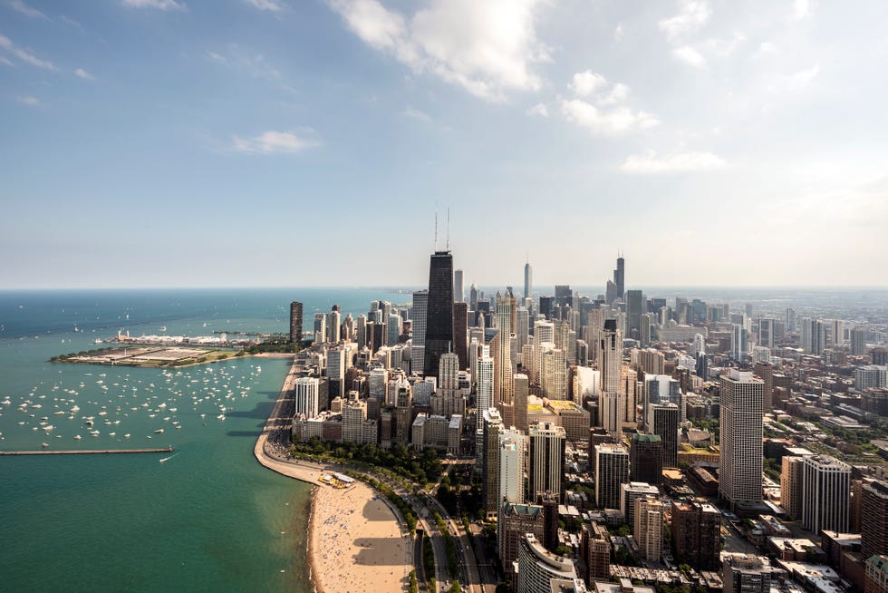 aerial shot of chicago city