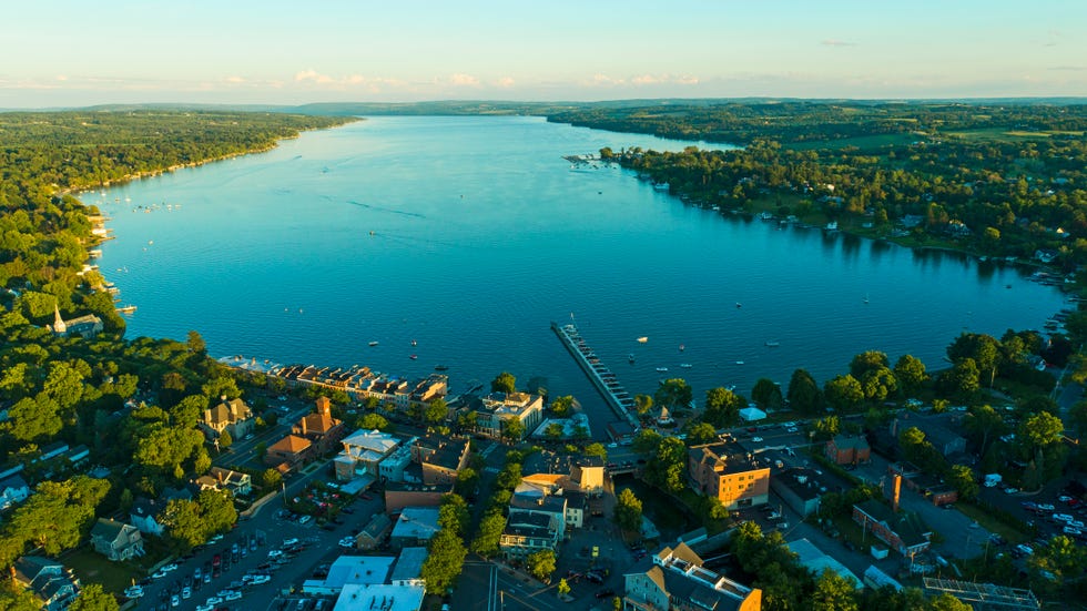 aerial summer shots of skaneateles