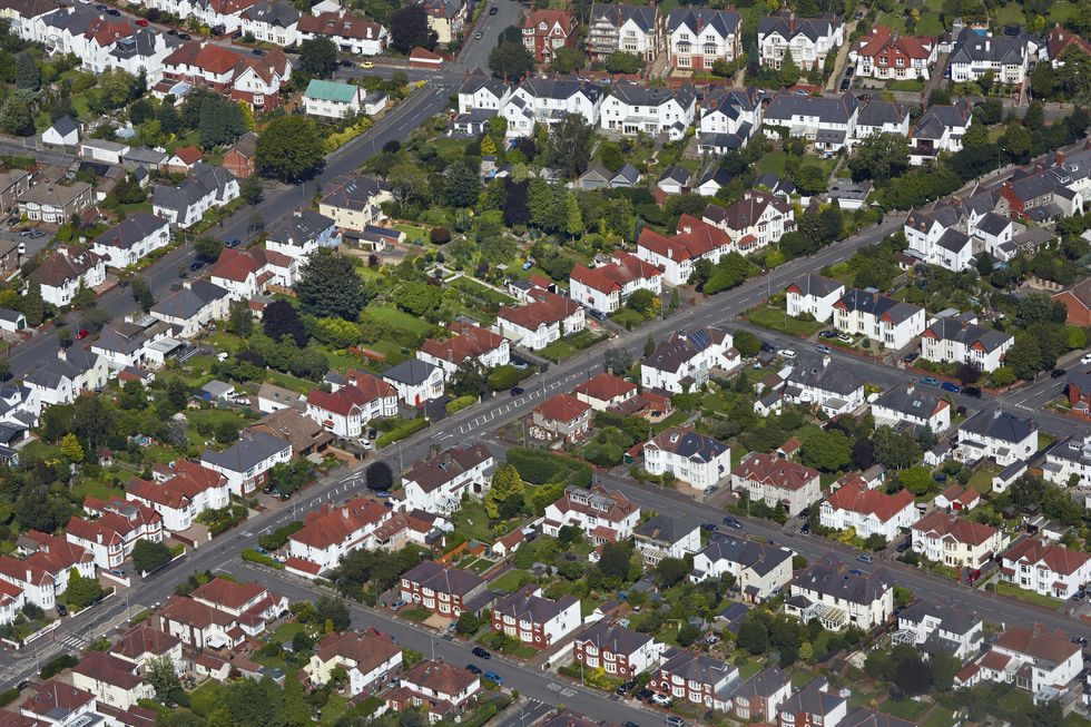 Aerial view of Cardiff housing, Wales