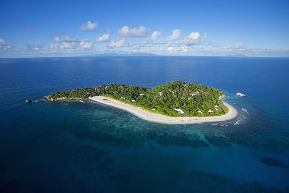 aerial view of cousine island seychelles