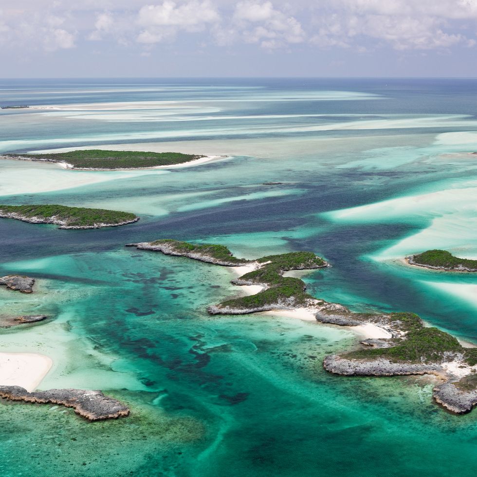 aerial view of exumas cays