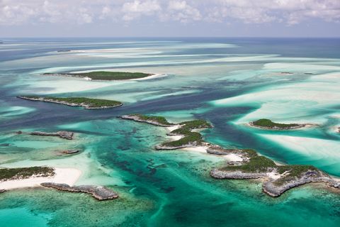 aerial view of exumas cays