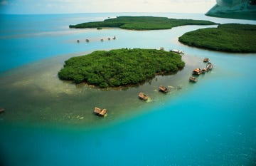 aerial view of miskito cays, nicaragua