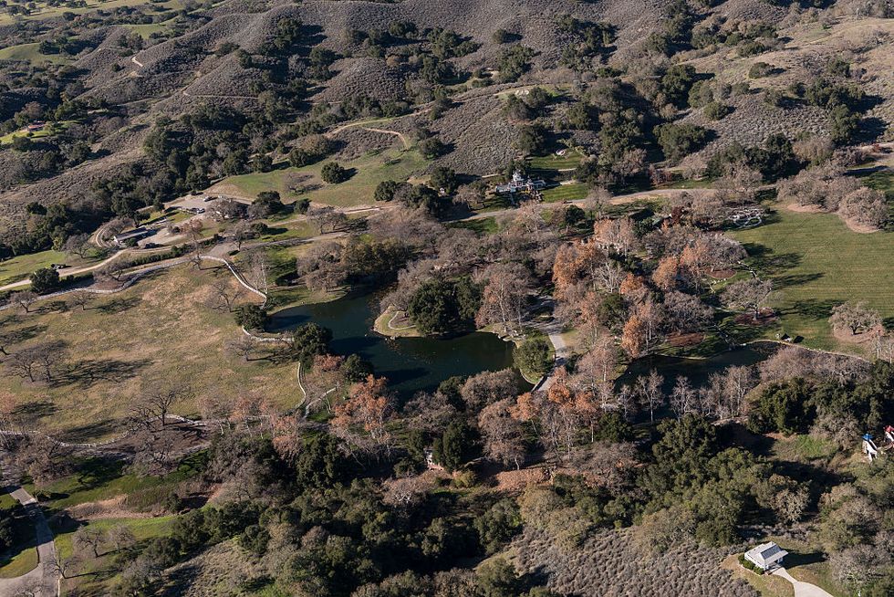 Aerial view of Neverland Ranch, once the home of famed singer Michael Jackson, in the Santa Ynez Val