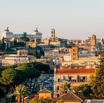 aerial view of rome cityscape on a sunny day, italy