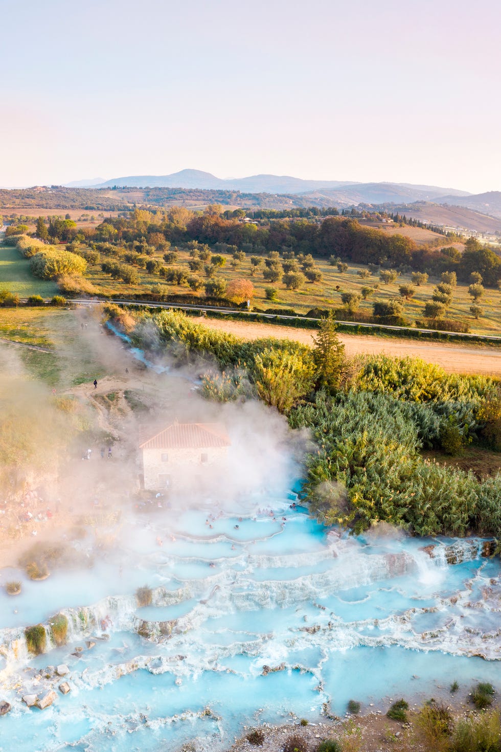 Aerial view of Saturnia's spring