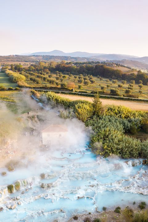 Aerial view of Saturnia's spring