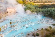 aerial view of saturnia's spring