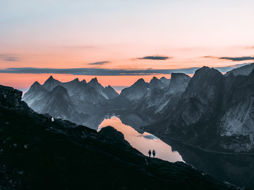 aerial view of stunning mountains in reine, norway