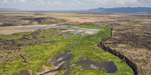 aerial view of suguta river in the great rift valley kenya