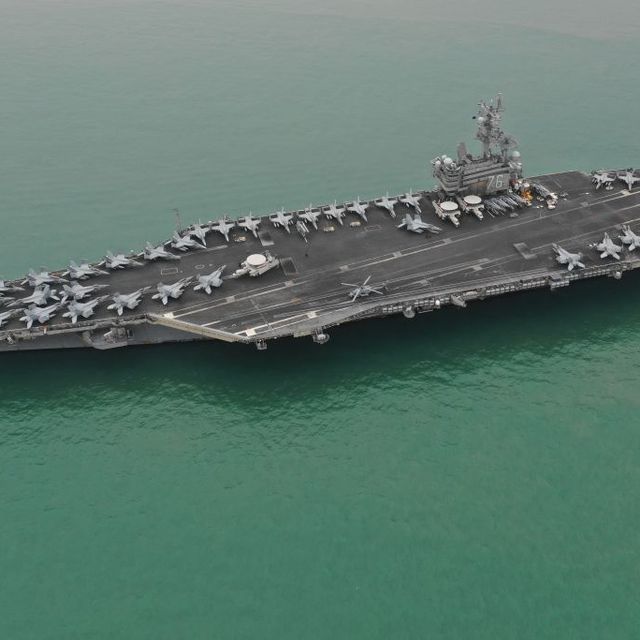 USS Ronald Reagan Leaves Victoria Harbour In Hong Kong
