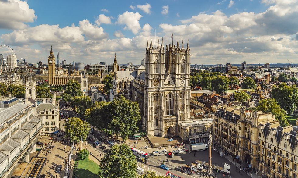 aerial view of westminster abbey and big ben