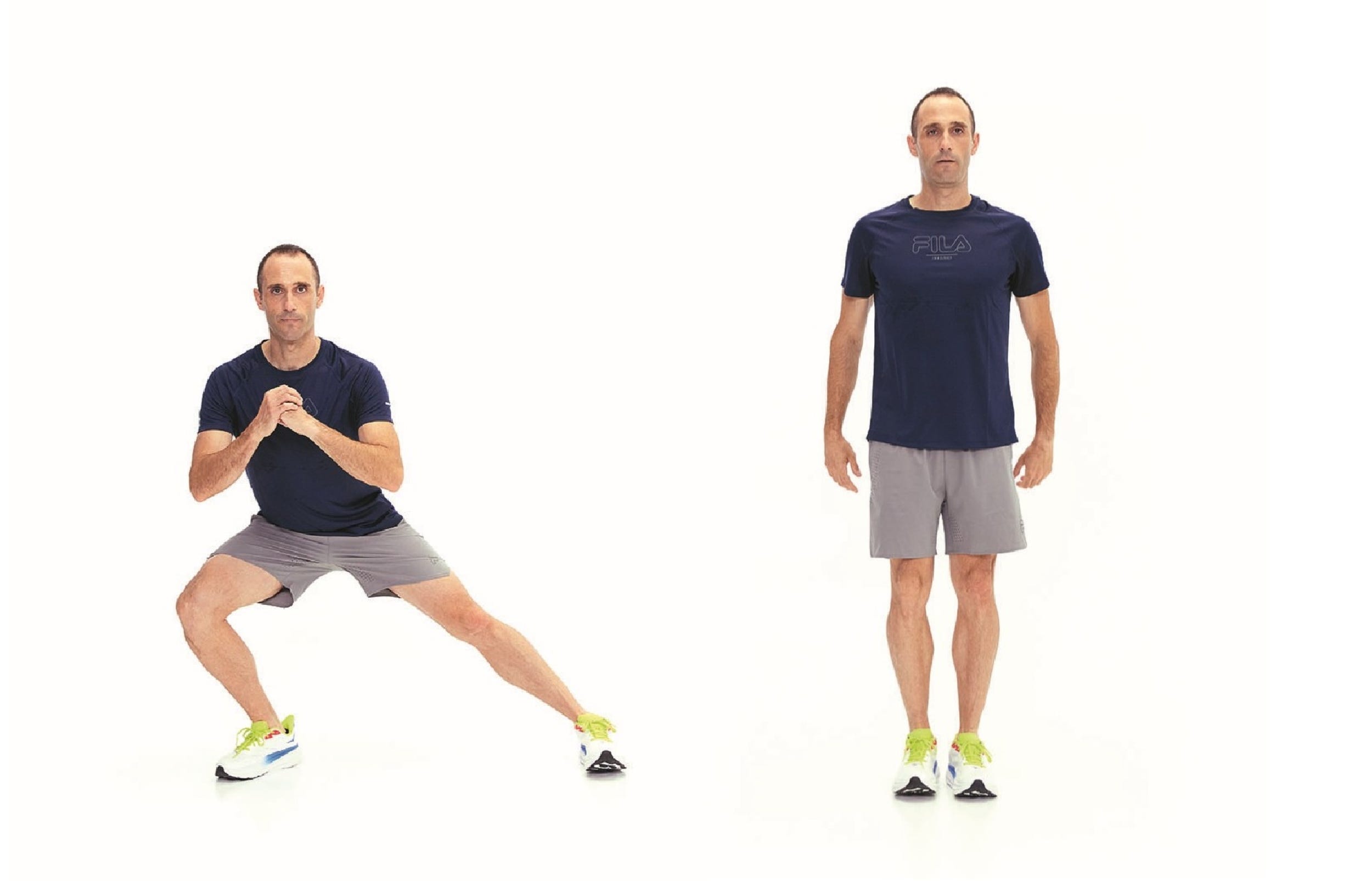 demonstration of a squat exercise